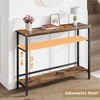 Homhougo 2 Tier Entryway Table, Console Tables for Entryway, Industrial Sofa Table with Adjustable Shelf Brown - 2 of 4