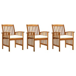vidaXL Patio Dining Chairs 3 pcs with Cushions Solid Acacia Wood - 1 of 4