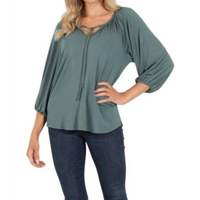 Women's Cupro Stretch Split Neck Top - Veronica M