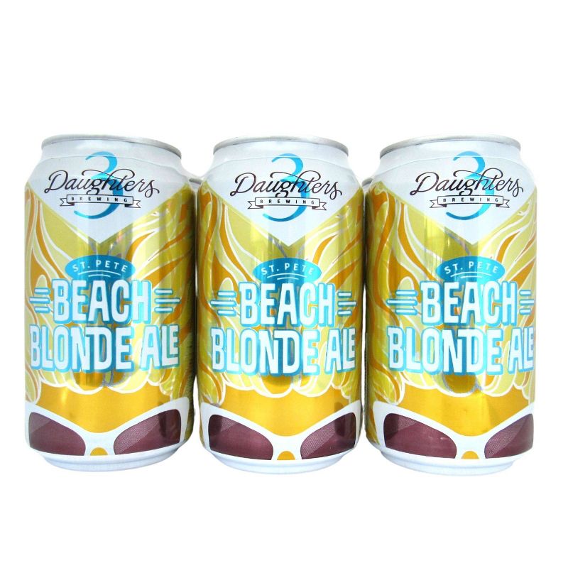 3 Daughters St. Pete Beach Blonde Ale Beer - 6pk /12oz Cans, 1 of 5