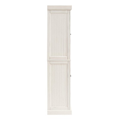 Seaside Distressed White Solid Wood Kitchen Pantry with Adjustable Shelves