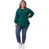 Women's Plus Size Ribbed Knit Button Decoration Crew Neck Long Sleeve Casual Tunic Blouses - Agnes Orinda - 3 of 4