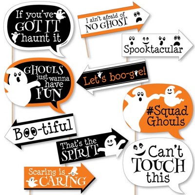 Big Dot of Happiness Funny Spooky Ghost - Halloween Party Photo Booth Props Kit - 10 Piece