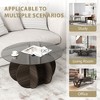 Glass Coffee Table, Round Coffee Table with Geometric Metal Frame, Modern Minimalist Coffee Table for Decoration - 3 of 4