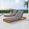 Christopher Knight Home Klayton Outdoor Acacia Wood Adjustable Chaise Lounge with Water-Resistant Cushion and Slatted Base (Set of 2) - 2 of 4