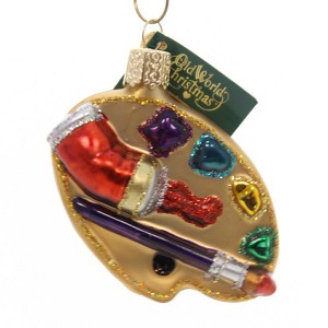 Old World Christmas 2.5 Inch Artist's Palette Ornament Paint Brush Tree Ornaments - 1 of 3