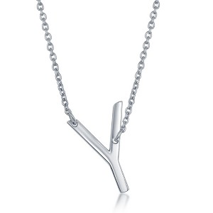 Bella Silver Sterling Silver Sideways Initial 18" Pendant Necklace - Available Colors: Silver, Gold - 1 of 2