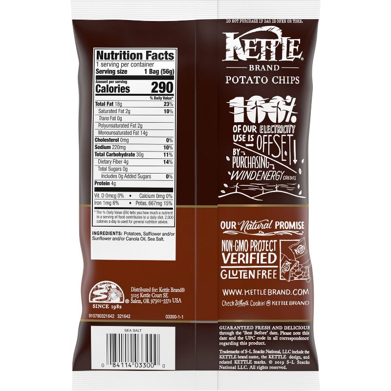 Kettle Brand Potato Chips Sea Salt Kettle Chips Snack - 2oz, 3 of 6
