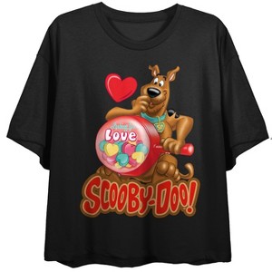 Scooby Doo Looking for Love Women's Black Graphic Crop Tee - 1 of 3
