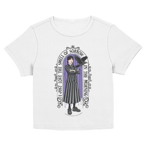 Juniors Wednesday Love the Smell of Sorrow Quote T Shirt - 1 of 2