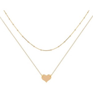Layered Heart Necklace, Handmade 18K Gold Plated Dainty Choker With Arrow Bar Pendant for Women - 1 of 4