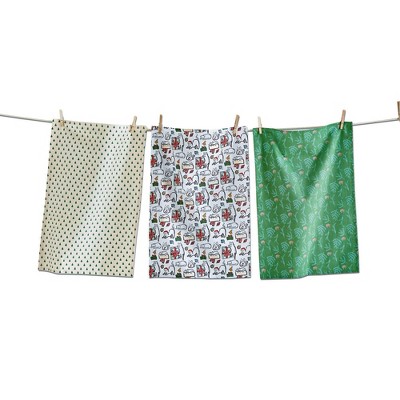 tagltd Merry Catmas Dishtowel Set Of 3 Dish Cloth For Drying Dishes And Cooking