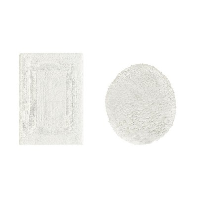 Lux Premium 100% Cotton Tufted Solid Reversible 2 PC Bath Rug Set – Ultra-Soft, Water-Absorbent, Durable, Machine Washable Bathroom Rug