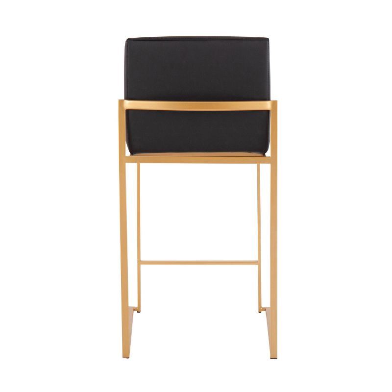 Set of 2 Fuji High Back Stainless Steel/Faux Leather Counter Height Barstools with Gold Legs - LumiSource, 6 of 12