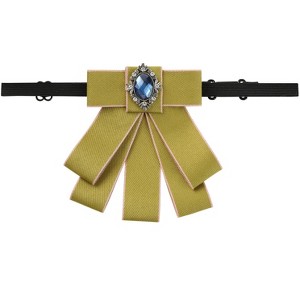 INSPIRE CHIC Women's Rhinestone Ribbon Pre-tied Bowknot Ties Brooch - 1 of 4
