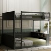 Queen Size Wooden Bunk Bed with Built-in Shelves and USB Charging Station - 3 of 4