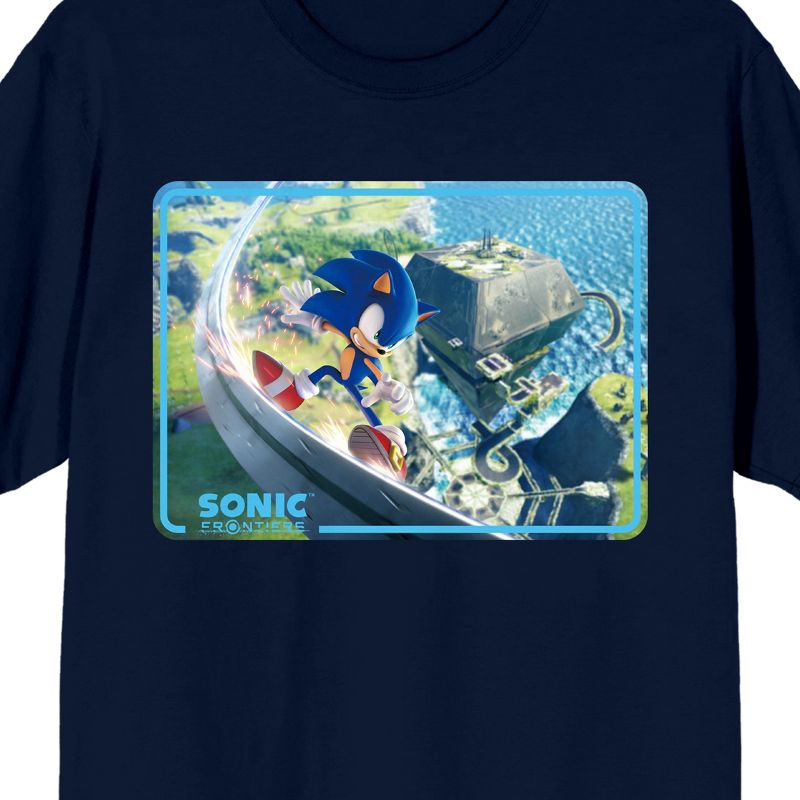 Sonic Frontiers Videogame Sonic the Hedgehog Men's Navy Blue Short Sleeve Crew Neck Tee, 2 of 4