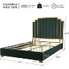 AMERLIFE Upholstered Bed, Modern Velvet Bed Frame with 61.4" Tall Gold Trim Headboard - 2 of 4