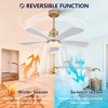 Wanze of Ocean 42 in. Smart Gold Solid Wood White Blades 2-Size Downrod Mount Standard Ceiling Fan with 3-Color Dimmable LED Light - 3 of 4