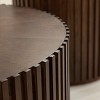 POVISON Fluted Round Coffee Table, Minimalist Wood Coffee Table, Mid Century Modern, Dark Walnut Color, Fluted, Fully Assembled, 31.5" - 4 of 4