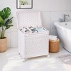 VECELO Laundry Hamper with Wheels & Lid, Plastic Laundry Basket with Handle, Rolling Laundry Bin for Laundry Room or Bathroom, White - 3 of 4