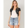 INSPIRE CHIC Women's Elegant Short Sleeve Sheer Floral Lace Shrug - 2 of 4