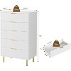 5 Drawer Fluted Wood Dresser for Bedroom, 29.5" Wide Large Modern Chest of Drawers, White Dresser with Gold Handle, TV Stand - 2 of 4