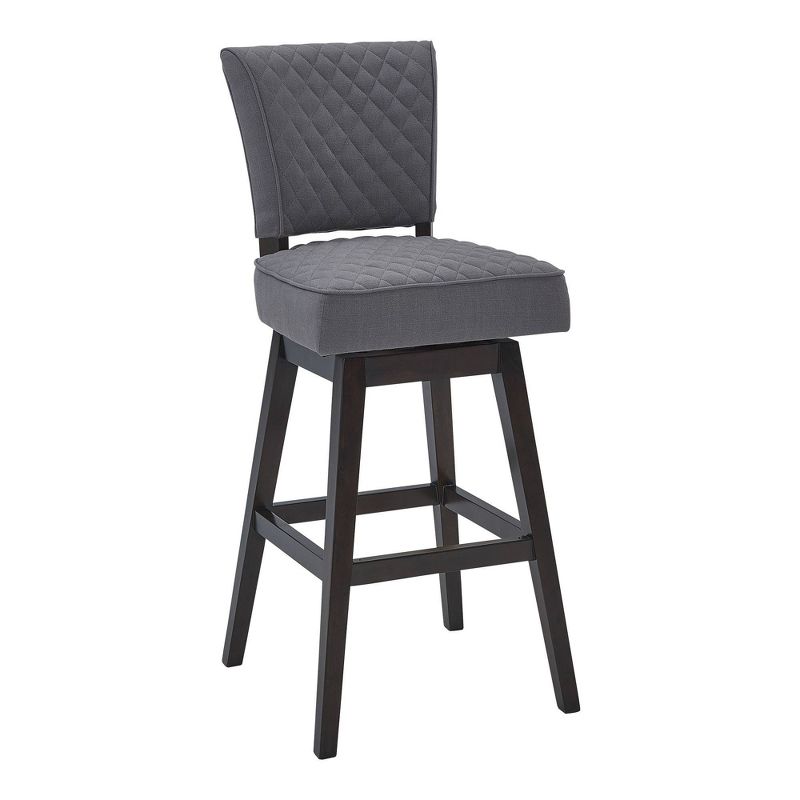 26&#34; Gia Tufted Faux Leather Wood Swivel Counter Height Barstool Gray - Armen Living, 1 of 12