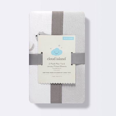 Fitted Play Yard Jersey Sheet 2pk - Cloud Island&#8482; Two by Two Animals and Solid Gray