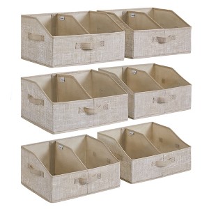 Set of 6 Foldable Storage Baskets with Handles and Divider, 15.7x11.8x7.9 Inch Fabric Organizer Bins for Closet Bedroom - 1 of 4
