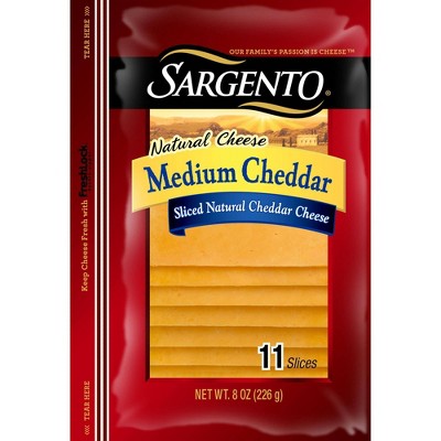 Sargento Sliced Natural Medium Cheddar Cheese - 8oz : Target