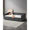Twin/Full Size Upholstered Tufted Daybed with 2 Storage Drawers/Trundle and Button on Back and Piping on Waved Shape Arms, 4Q -ModernLuxe - 2 of 4
