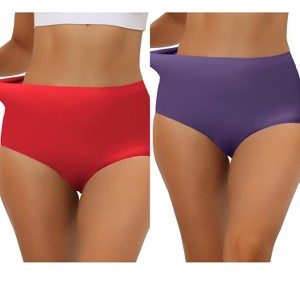 Allegra K Women's Elastic High Waist Unlined Breathable No-Show Hipster Underwear 2 Packs - 1 of 4