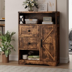 Farmhouse Storage Cabinet with 2 Drawers & Adjustable Shelves - 1 of 4
