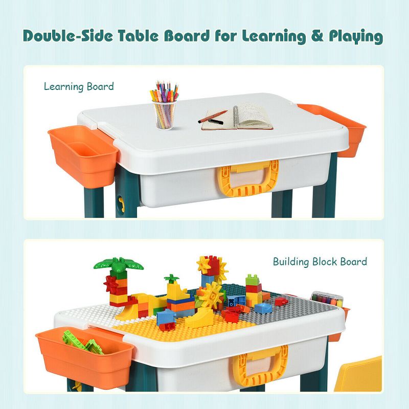 Costway 5 in 1 Kids Activity Table Set w/ Chair Toddler Luggage Building Block Table, 5 of 13