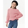 Girls Crewneck Knit Pullover Sweaters Long Lantern Sleeve Oversized Knit Cute Jumper Tops - 4 of 4