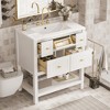 SpassWay 30"L Blue Freestanding Bathroom Vanity with Ceramic Sink 5 Drawers Solid Wood Frame - 2 of 4