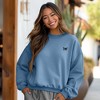 Dalix Butterfly Embroidery Relaxed Crewneck Sweatshirt Soft Fleece Fit Lounge Womens - 3 of 4