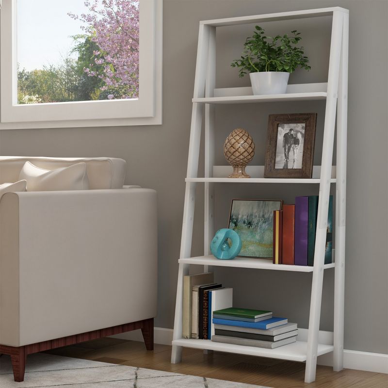 Lavish Home 4-Tier Leaning Ladder Bookshelf - Freestanding Shelved Bookcase, 1 of 9