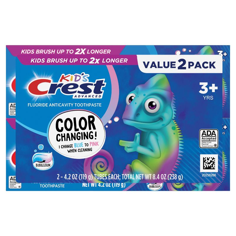Crest Advanced Kids&#39; Fluoride Toothpaste Bubblegum Flavor - 4.2oz/2pk, 3 of 16