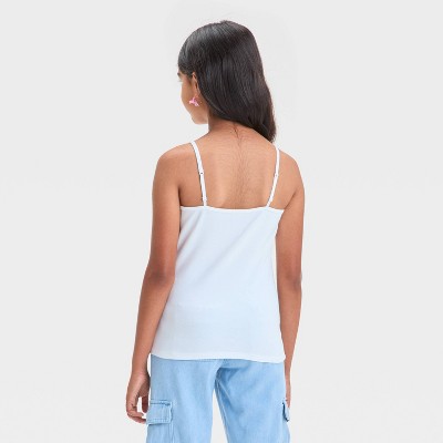 Детские Cat & Jack Girls' Cami Top - Cat & Jack™ White M: Adjustable Strap, Squareneck, Midweight Jersey — фото 2
