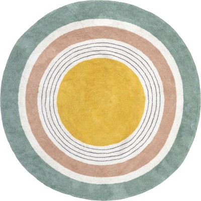 Image of Nuloom Nydia Circular Kids Machine Washable Indoor Area Rug, Round 6', Forest Green