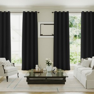 Blackout Curtains Thermal Insulated Heat and Full Light Blocking Curtains for Living Room with Black Liner 2 Panels Set - 1 of 4