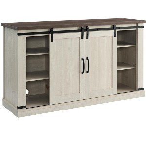 TIRAMISUBEST Farmhouse TV Stand for 50-60 Inch TVs - Rustic Wood Entertainment Center with Storage Cabinet & Open Shelves - 1 of 4