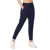 Womens Sweatpants with Zipper Pockets Ankle Side Ruched Jogger Solid Drawstring Sport Pants - Navy M - 3 of 4