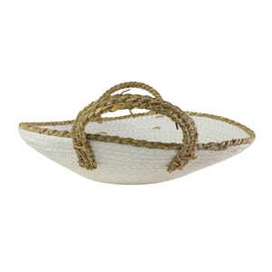 Handled Woven White Decorative Bowl Seagrass & Rope - Foreside Home & Garden - 1 of 4