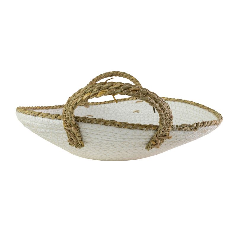 Handled Woven White Decorative Bowl Seagrass & Rope - Foreside Home & Garden, 1 of 9