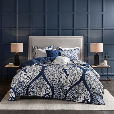 6 Pcs Gorgeous Damask Print Cotton Duvet Set, All Season Cozy Home Textile fits Lux Bedroom Decor