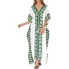 LA LEELA Women's Summer Loungewear Plus Size Caftan Maxi Flowy Home Wear for Women 2X-3X Xmas Snow White_B986 - 2 of 4