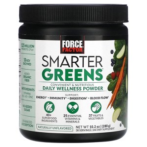 Force Factor Smarter Greens, Daily Wellness Powder, Naturally Unflavored, 10.2 oz (288 g) - 1 of 2